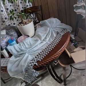 Aqua Lace Trim Valance